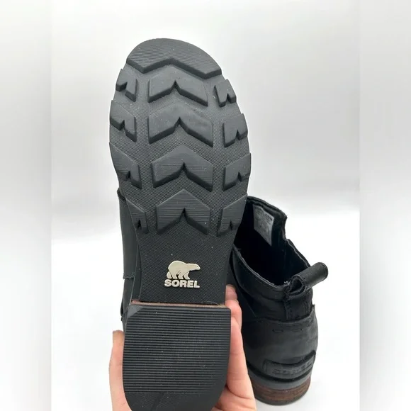 Sorel Emelie Boot Womens Size 8.5  Waterproof Black Slip On Leather Chealse - Picture 7 of 7